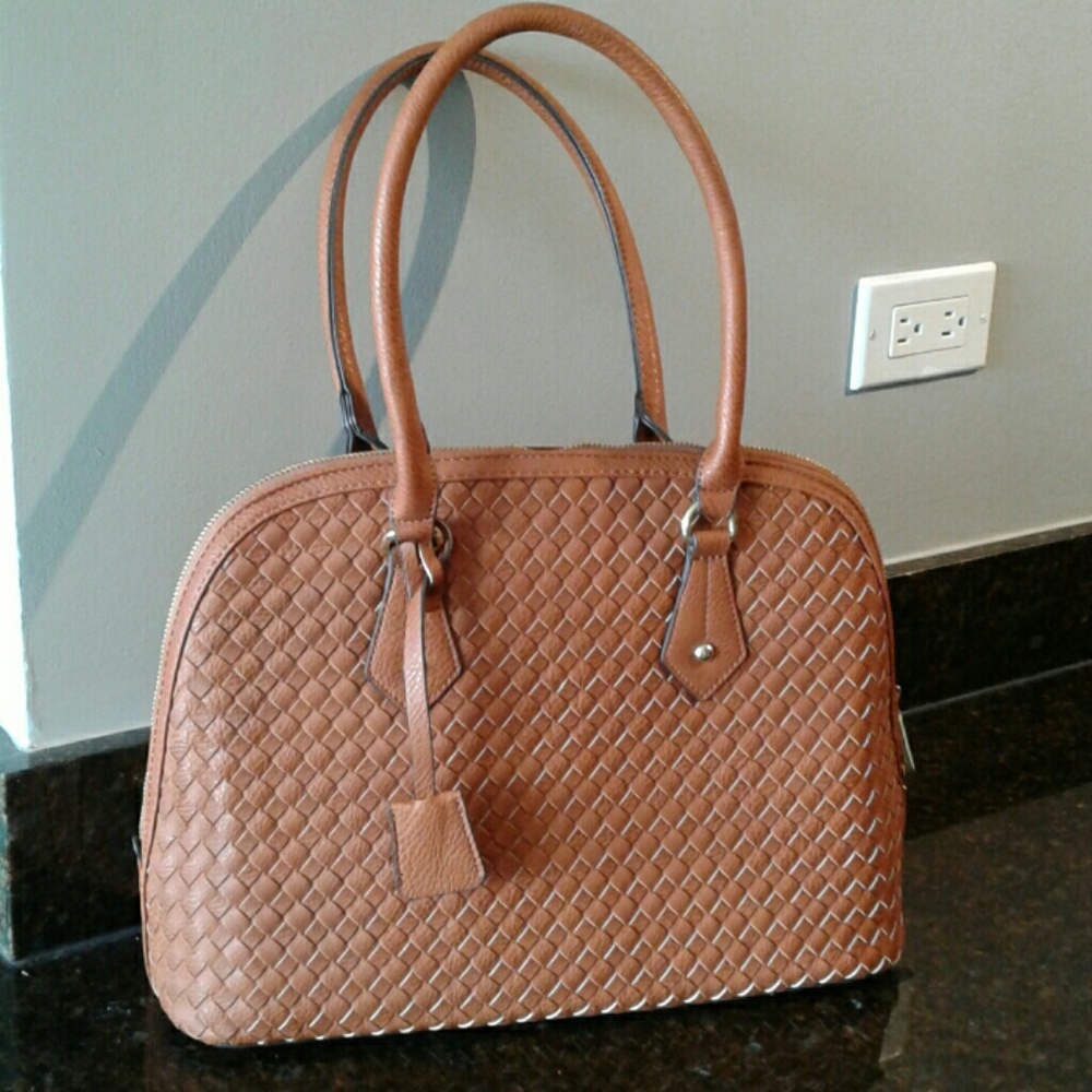 COPY - Charming Charlies Tan Woven Satchel